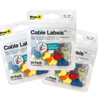 Wrap-It Storage MiniRound Cable Labels Multi-Color (60-Pack) A460-CL-R-MC