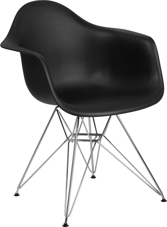 Modern Black Plastic Chair With Chrome Base   Midcentury   Dining Chairs   by Furniture East Inc.  Houzz