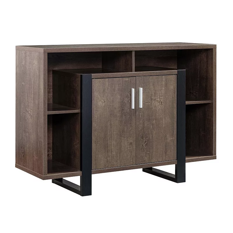 Zale 47 Inch Wood Buffet Sideboard Console， 1 Cabinet， Sled Base， Brown