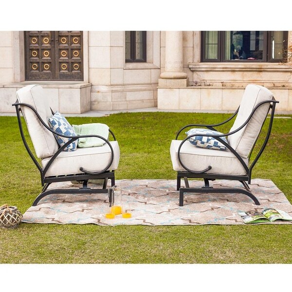 PATIO FESTIVAL 2Piece Outdoor Rocking Motion Chair Set with Cushions