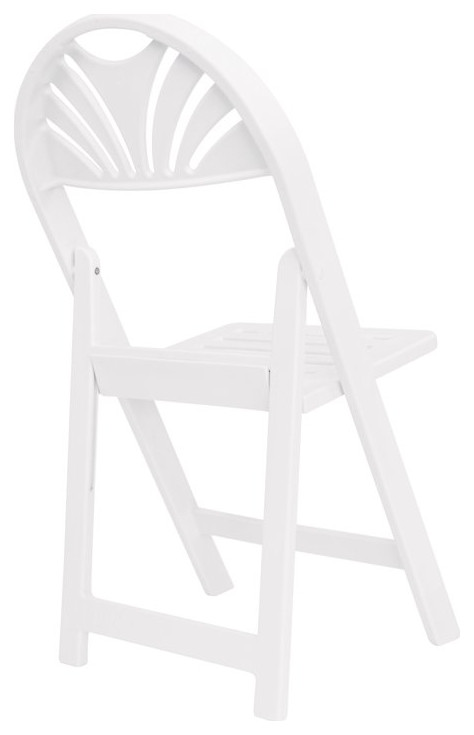 Set of 4 Folding Chair  Resin Construction With Slatted Seat  ampFan Back  White   Transitional   Outdoor Folding Chairs   by Decorn  Houzz