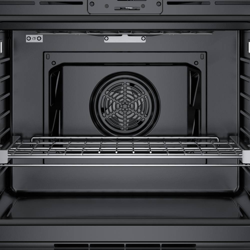 Bosch 800 Series 30 in. Built-In Smart Single Electric Convection Wall Oven w Right SideOpening Door in Black Stainless Steel HBL8444RUC