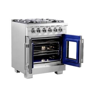 Forno Capriasca 30 in. Freestanding French Door Double Oven Dual Fuel Range 5 Burner Stainless Steel FFSGS6460-30