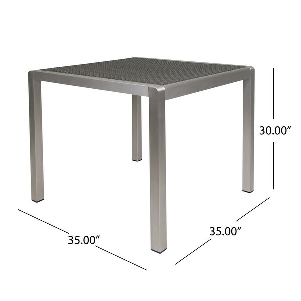 Outdoor Square Dining Table Anodized Aluminum Wicker Table Top for Dining Room，Kitchen，Easy Assembly