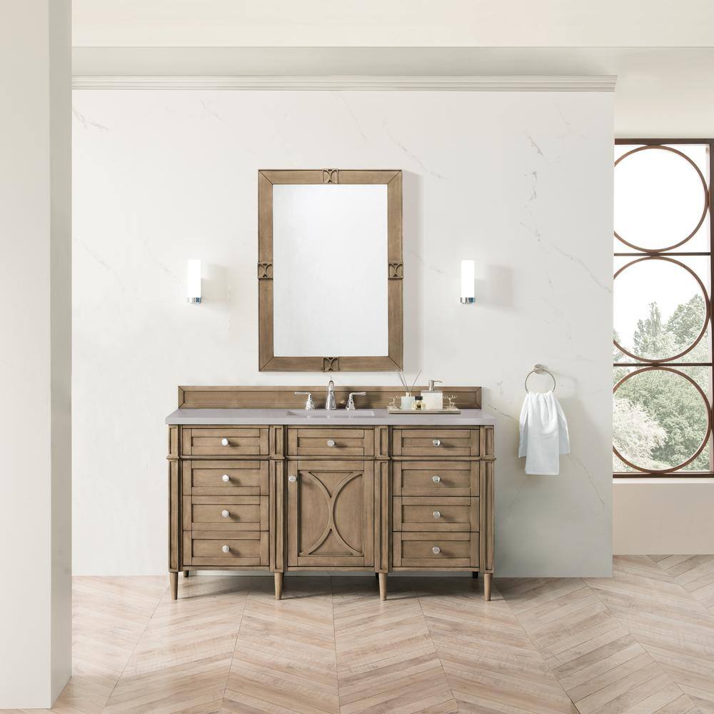 Home Decorators Collection Darrowood 60 in. W x 22 in. D x 33.78 in. H Single Bath Vanity in Whitewashed Walnut with Quartz Top in Pietra Grey HD650V60S-WW-PG