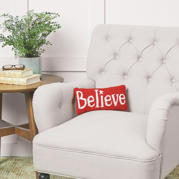 X 12 quot Believe Hooked Petite Christmas Holiday Pillow