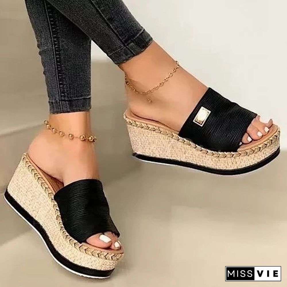 Summer Women Wedge Slippers Platform Flip Flops Soft Comfortable New Casual Shoes Outdoor Beach Sandals Ladies Slides