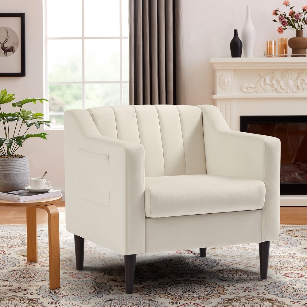 Modern Accent Fabric Chair Single Sofa Comfy Upholstered Arm Chair Living Room Furniture  Reading Armchair for Bedroom Sunroom