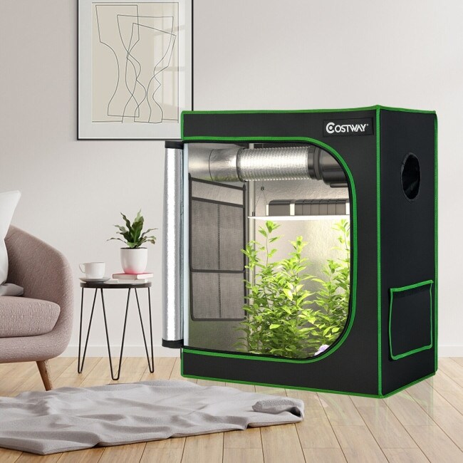 30 × 18 × 36 Inch Mylar Hydroponic Grow Tent with Observation Window and Floor Tray   30\