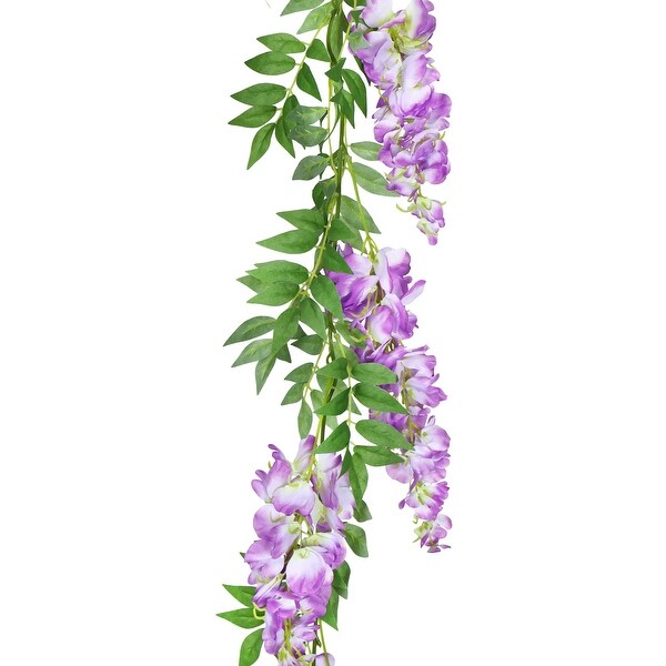 Set of 2 Lavender Artificial Wisteria Flower Garland Hanging Vine 6ft