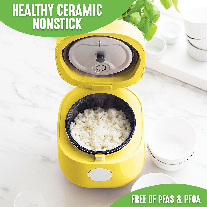 GreenLife 4-Cup PFAS-Free Ceramic Nonstick Rice， Oats and Grains Cooker