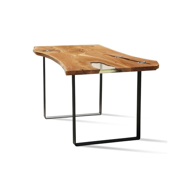 BANUR 13 Solid Wood Dining Table   Natural Oak/Industrial Black