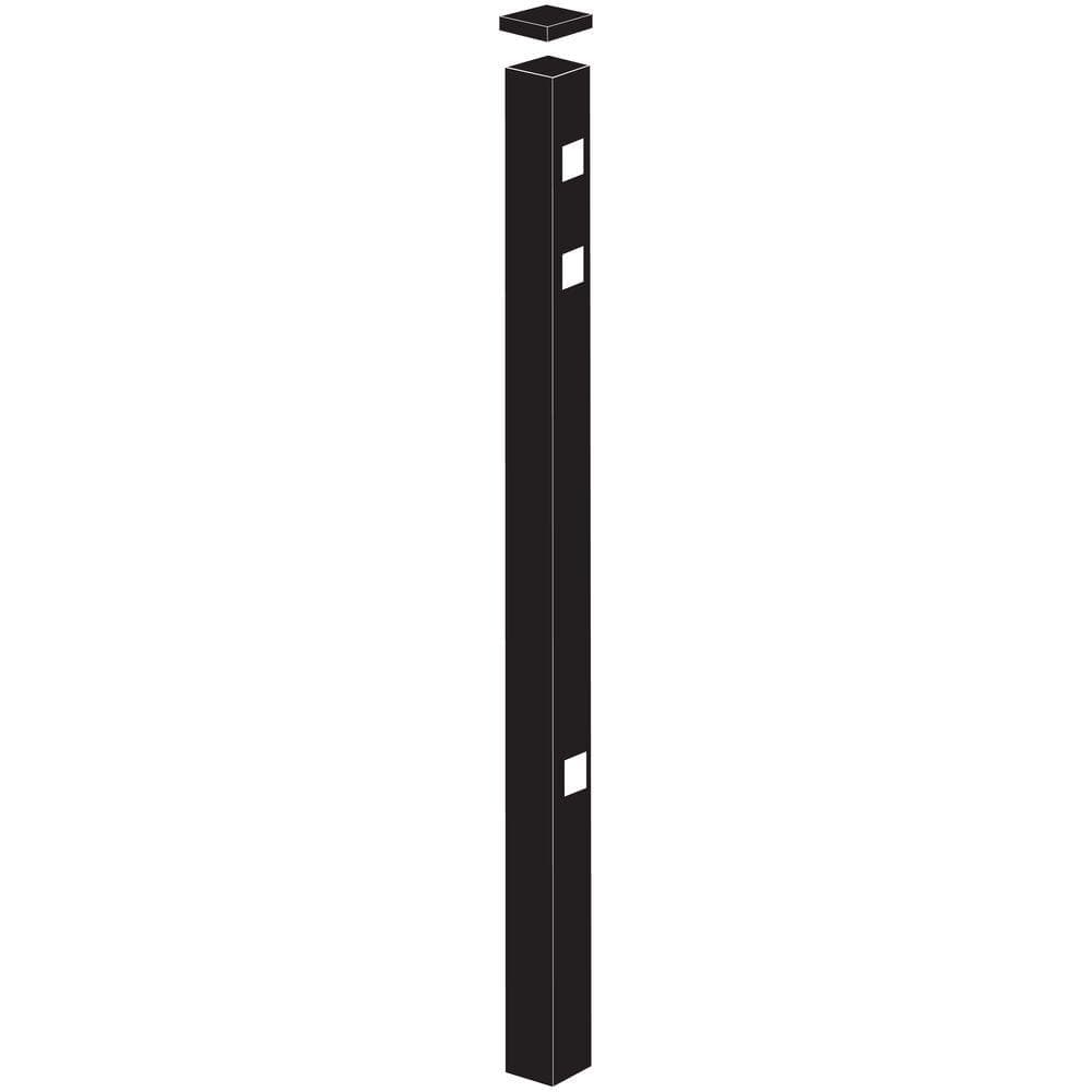 Barrette Outdoor Living Natural Reflections 2 in. x 2 in. x 4-7/8 ft. Black Standard-Duty Aluminum Fence End Post 73009104