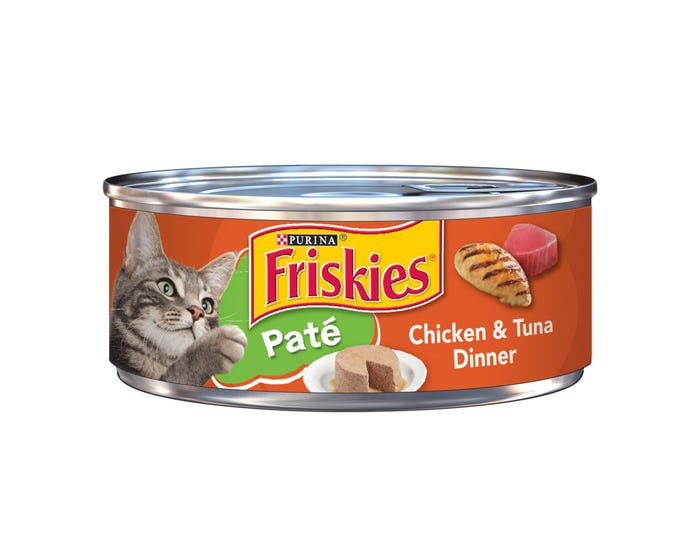 Purina Friskies Pate Chicken  Tuna Dinner Wet Cat Food， 5.5 oz. Can