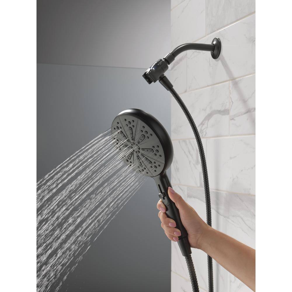 Delta 6-Spray Patterns 1.75 GPM 6.25 in. Wall Mount Handheld Shower Head with SureDock Magnetic in Matte Black 75613BL