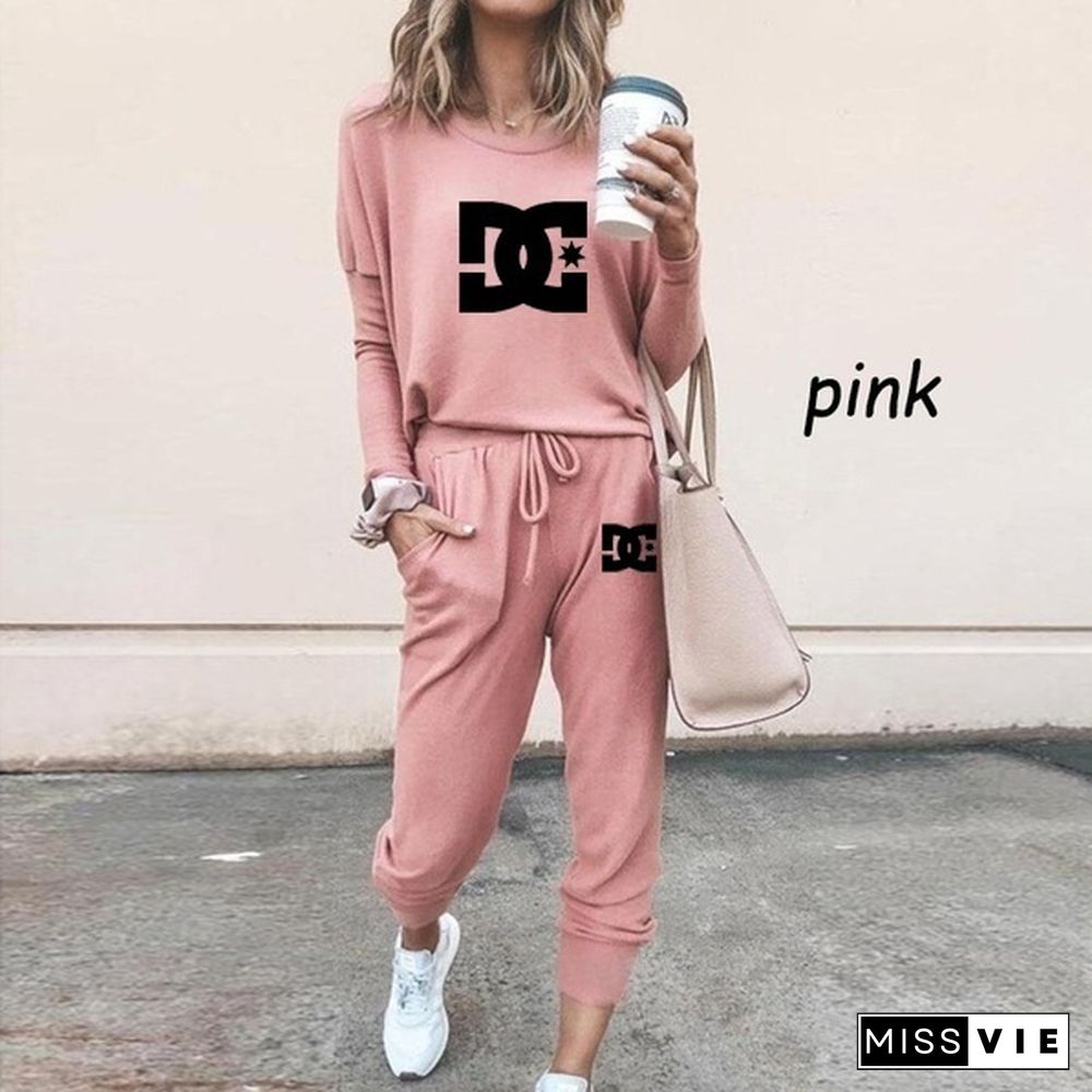 Casual Two-Piece Suits Fashion Outfits Long Sleeve Sweatshirts Pullovers Pants Sportswear for Women