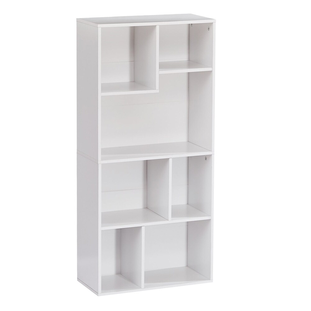 VECELO  Widened Version  3 Tier Seven Open Cube Wooden Bookcase Organizer  Bookshelf / Book Storage