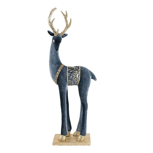 24 Large Blue and Gold Deer Christmas Figurine Decoration