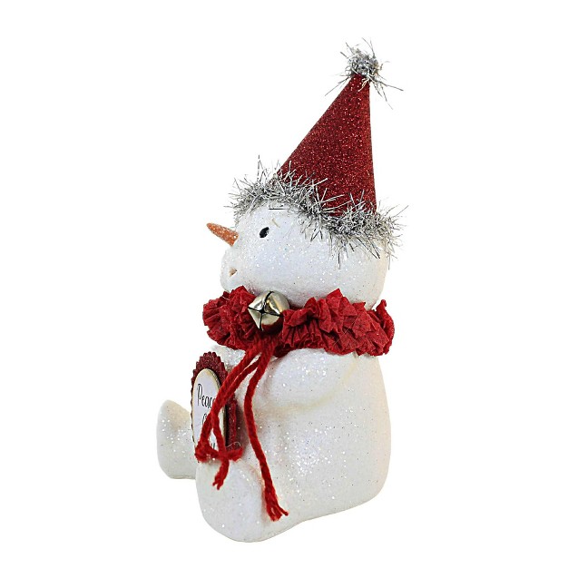 Bethany Lowe Peace On Earth Snowman One Figurine 6 75 Inches Christmas Tinsel Michelle Allen Ma2080 Polyresin Red