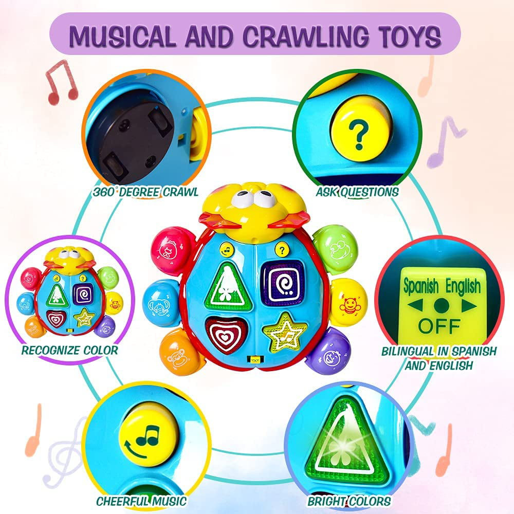 Baby Toys 6-12 Months， Musical Learning Crawling Toys， Toddler Toys for 12 18 24 Months English， Spanish