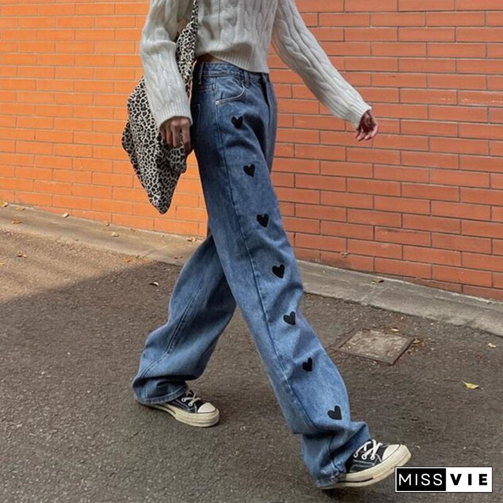 Woman Jeans High Waist Clothes Wide Leg Denim Clothing Blue Streetwear Vintage Quality Fashion Harajuku Straight Pants