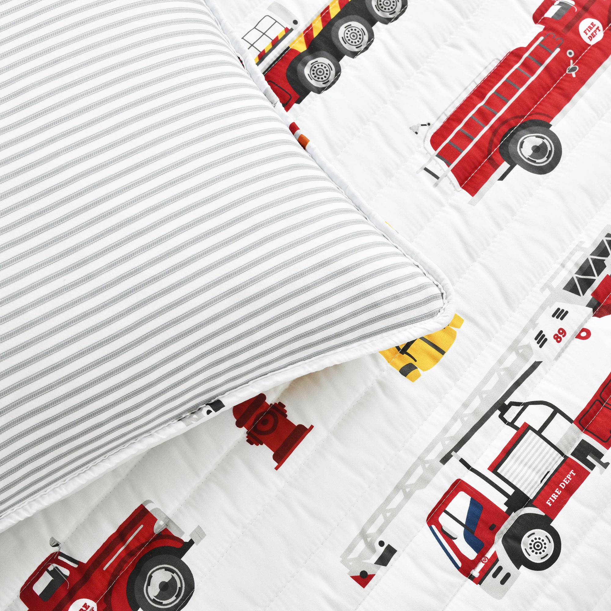 Fire Truck Reversible Quilt Set