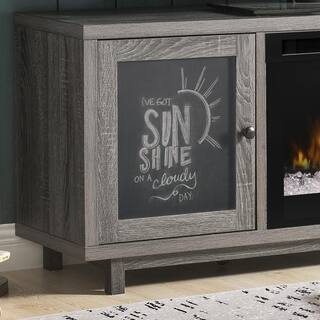 Dimplex Jesse 65 in. Electric Fireplace and Glass Ember Bed in Iron Mountain Grey with 26 in. Media Console GDS26G8-1908IM