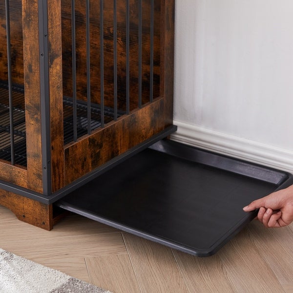 Indoor Dog Crate End Tables， Wooden Kennels with Removable Tray