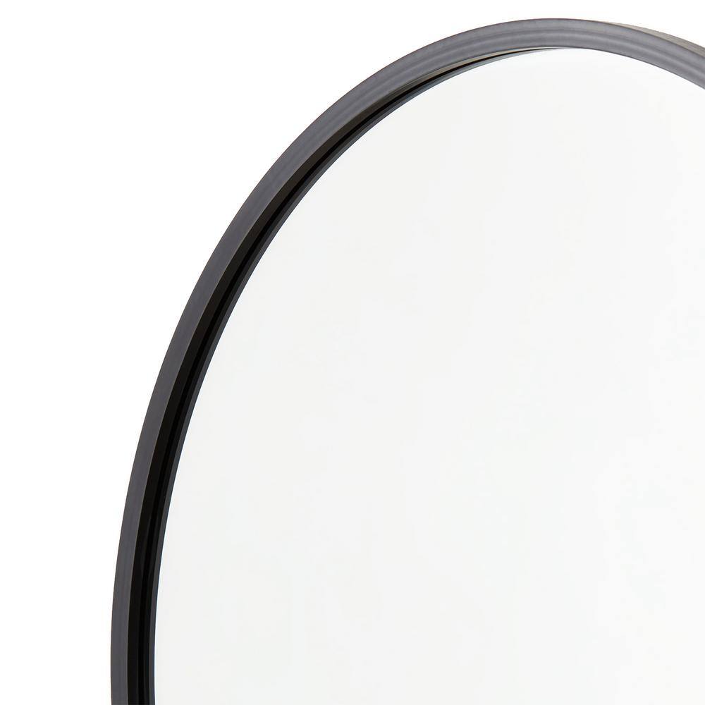 better bevel 36 in. W x 36 in. H Rubber Framed Round Bathroom Vanity Mirror in Black 19004