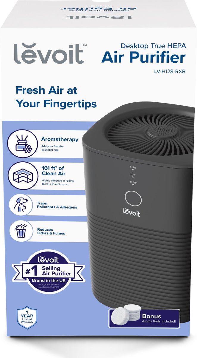 Levoit Desktop True HEPA Air Purifier， Black