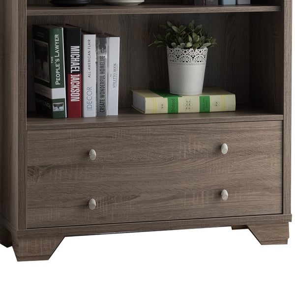 Wooden Display Cabinet， Dark taupe Brown