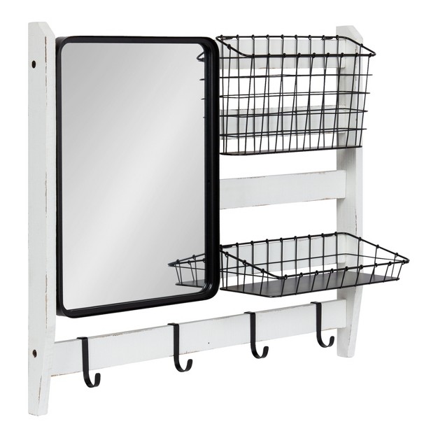 Tanner Wall Organizer With Mirror And Hooks Kate amp Laurel All Things Decor