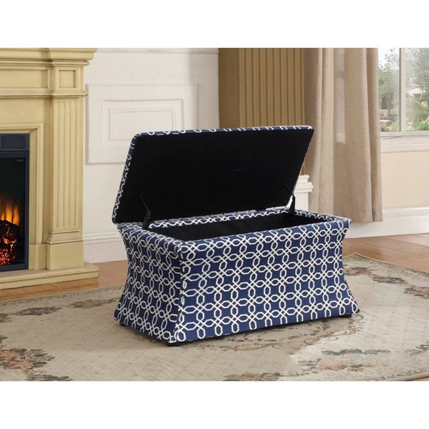 Lattice Pouf Storage Ottoman Light Blue Ore International