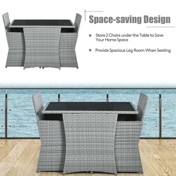 3 Pieces Patio Rattan Furniture Set with Cushioned Armrest Sofa - 26