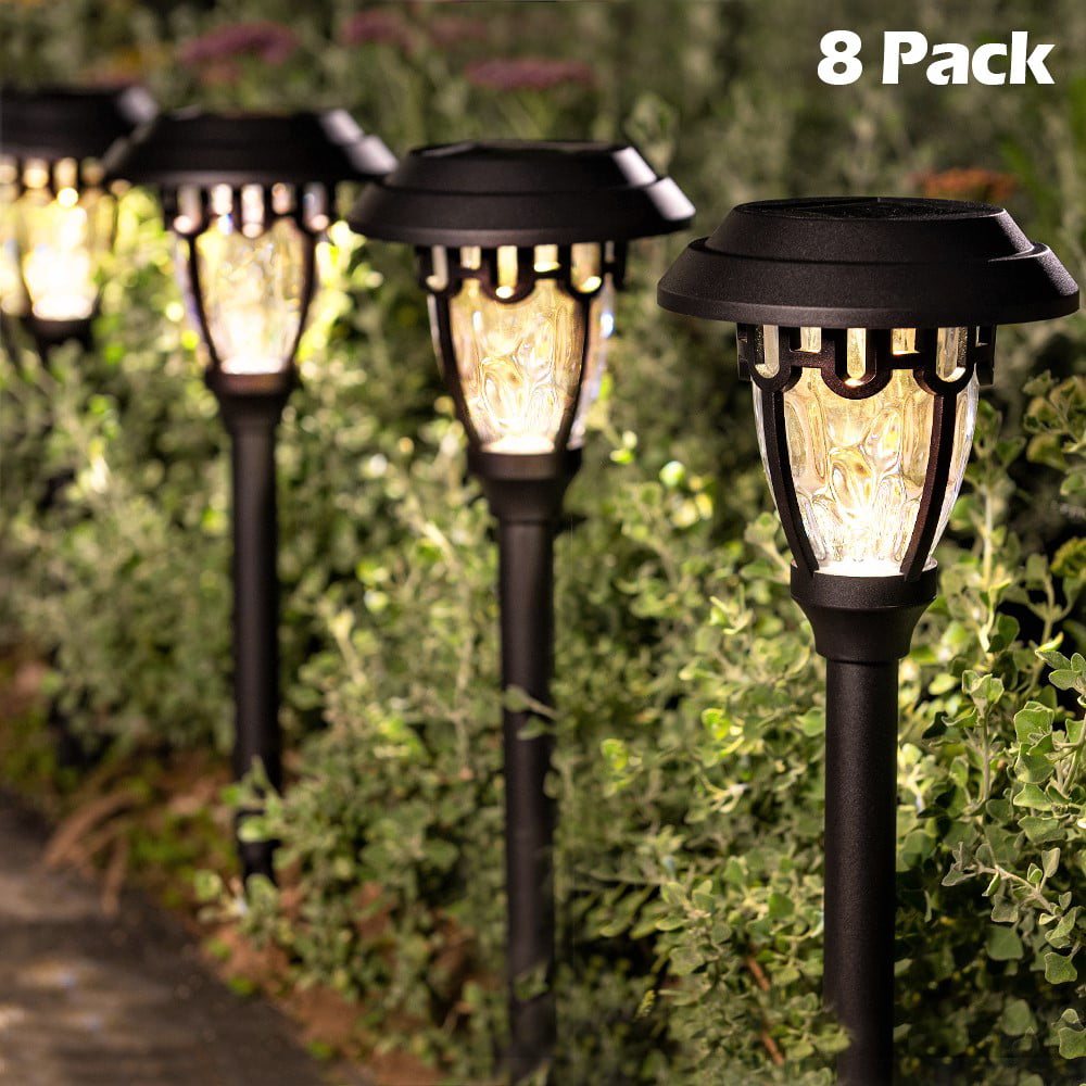 LeiDrail Solar Pathway Lights 8 Pack， Solar Path Lights Outdoor Waterproof Landscape Lighting Decorative for Garden Yard Lawn Walkway (Warm White)…