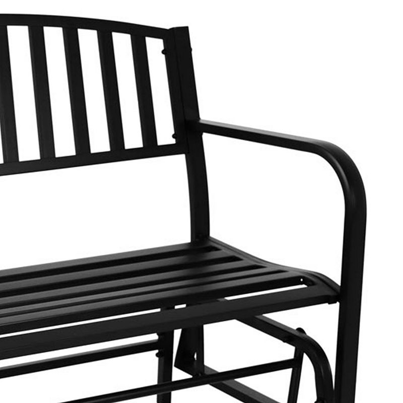 Sunnydaze 2-Person Steel Outdoor Glider Garden Bench - Black