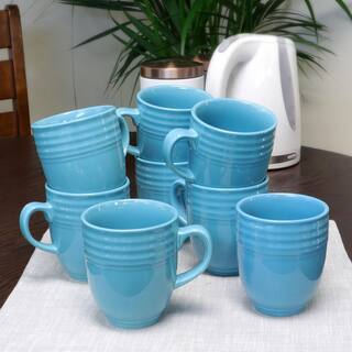 GIBSON HOME Plaza Cafe 15oz Mug Set in Turquoise Set of 8 986105036M