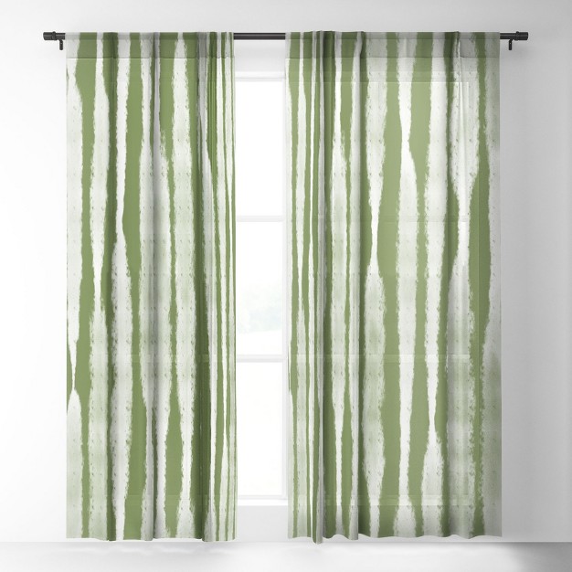 Lane And Lucia Tie Dye No 2 In Green Single Panel Sheer Window Curtain Society6