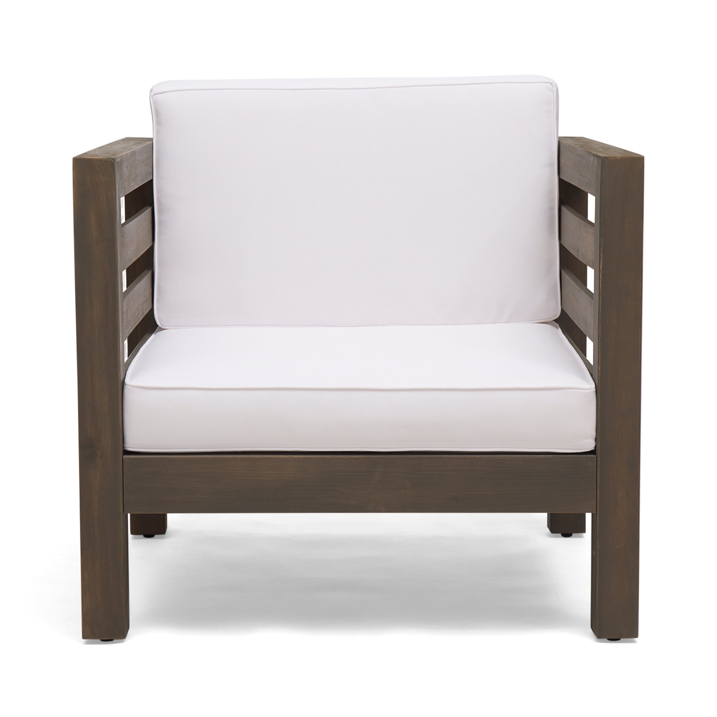 Louise Outdoor Acacia Wood Club Chair with Cushion