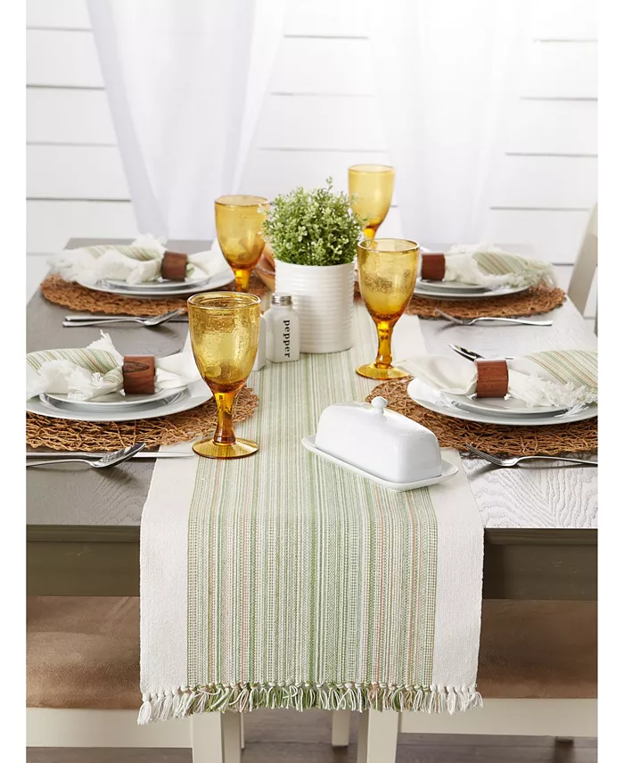 Design Imports Striped Fringed Table Runner 14 x 72