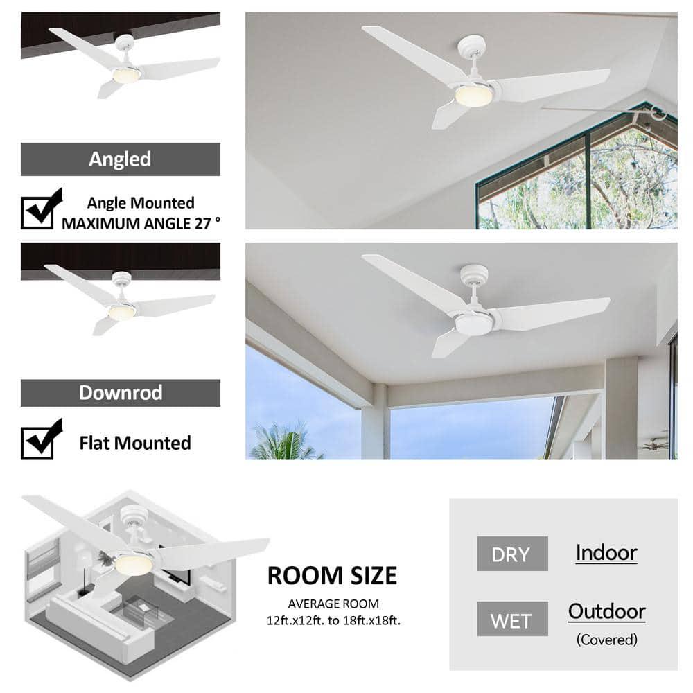 CARRO Brently 52 in Dimmable LED IndoorOutdoor White Smart Ceiling Fan with Light and Remote Works with AlexaGoogle Home