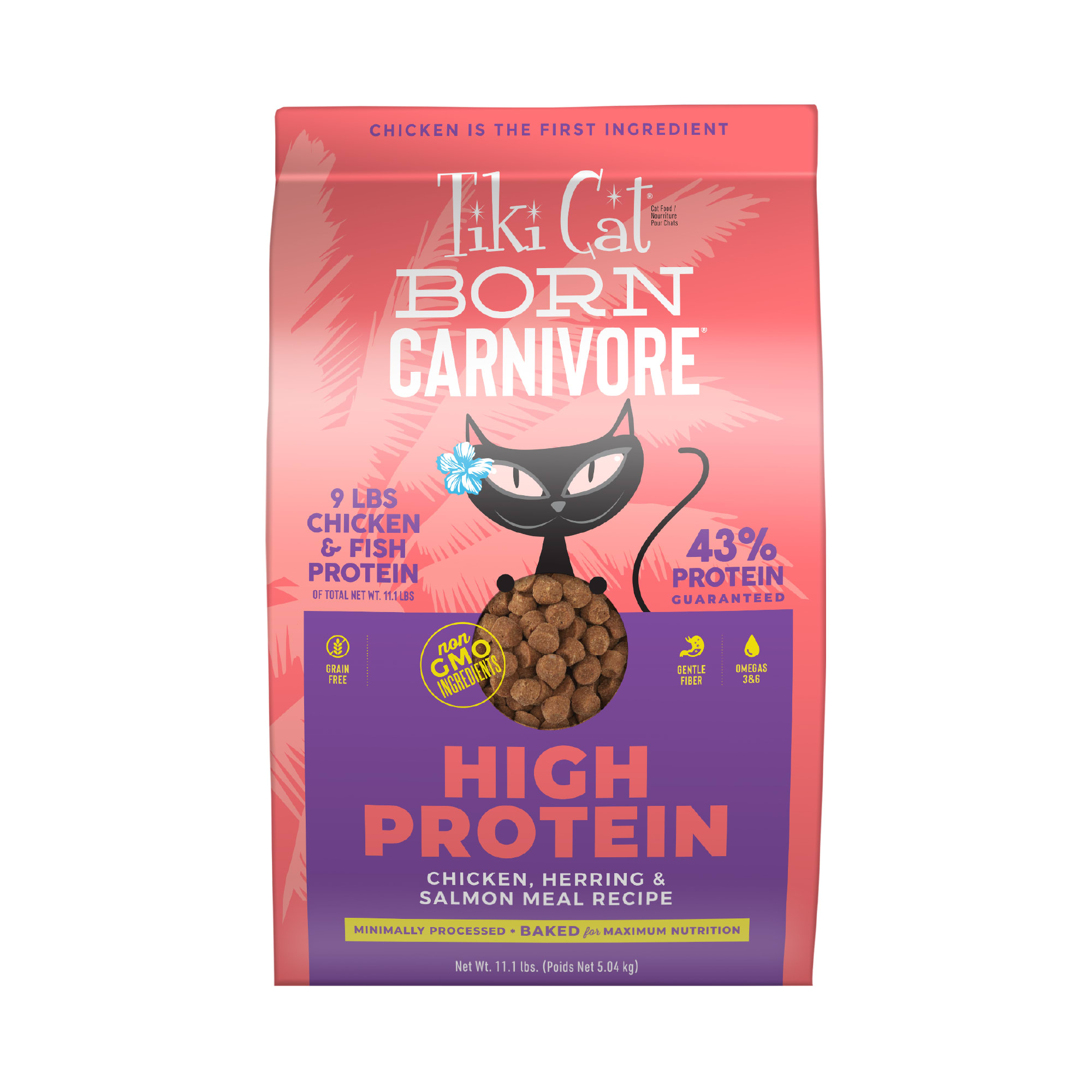 Tiki Cat Born Carnivore Chicken  Herring Dry Food， 11.1 lbs.