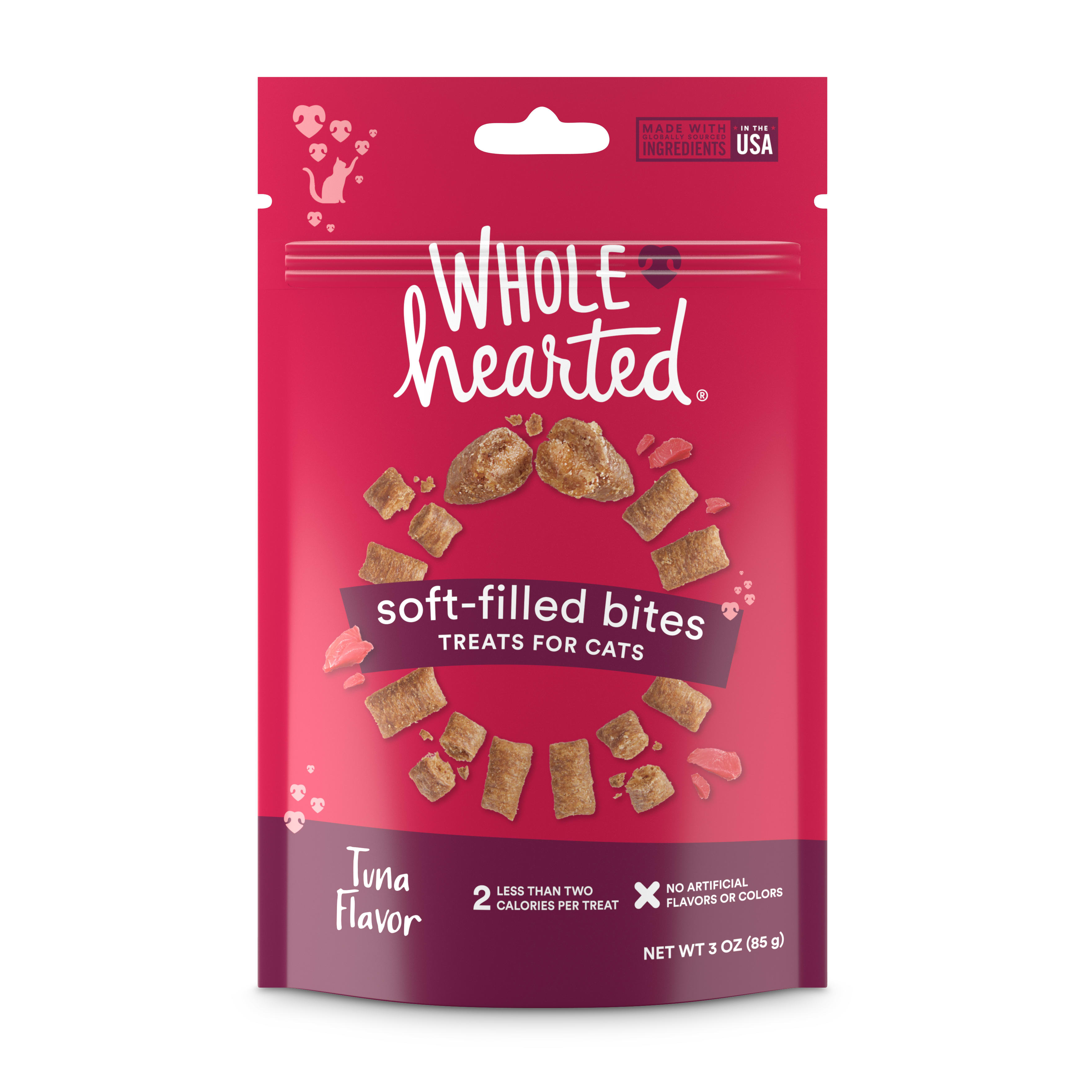 WholeHearted Soft Center Crunchy Tuna Flavor Treats for Cats， 3 oz.