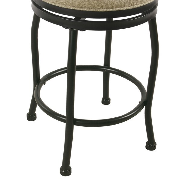 Metal Counter Stool with Swivelling Fabric Padded Seat， Beige and Black