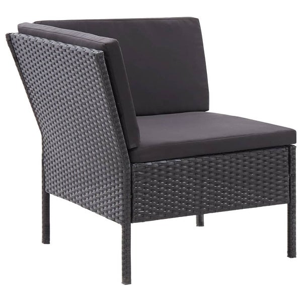 3 Piece Garden Lounge Set with Cushions Poly Rattan Black - Overstock - 35107810