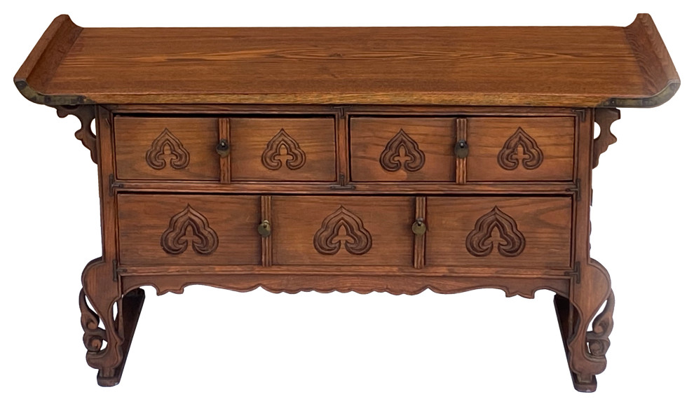 Oriental Asian Point Edge Chest of 3 Drawers Low Table Cabinet Hcs7294   Asian   Accent Chests And Cabinets   by Golden Lotus Antiques  Houzz