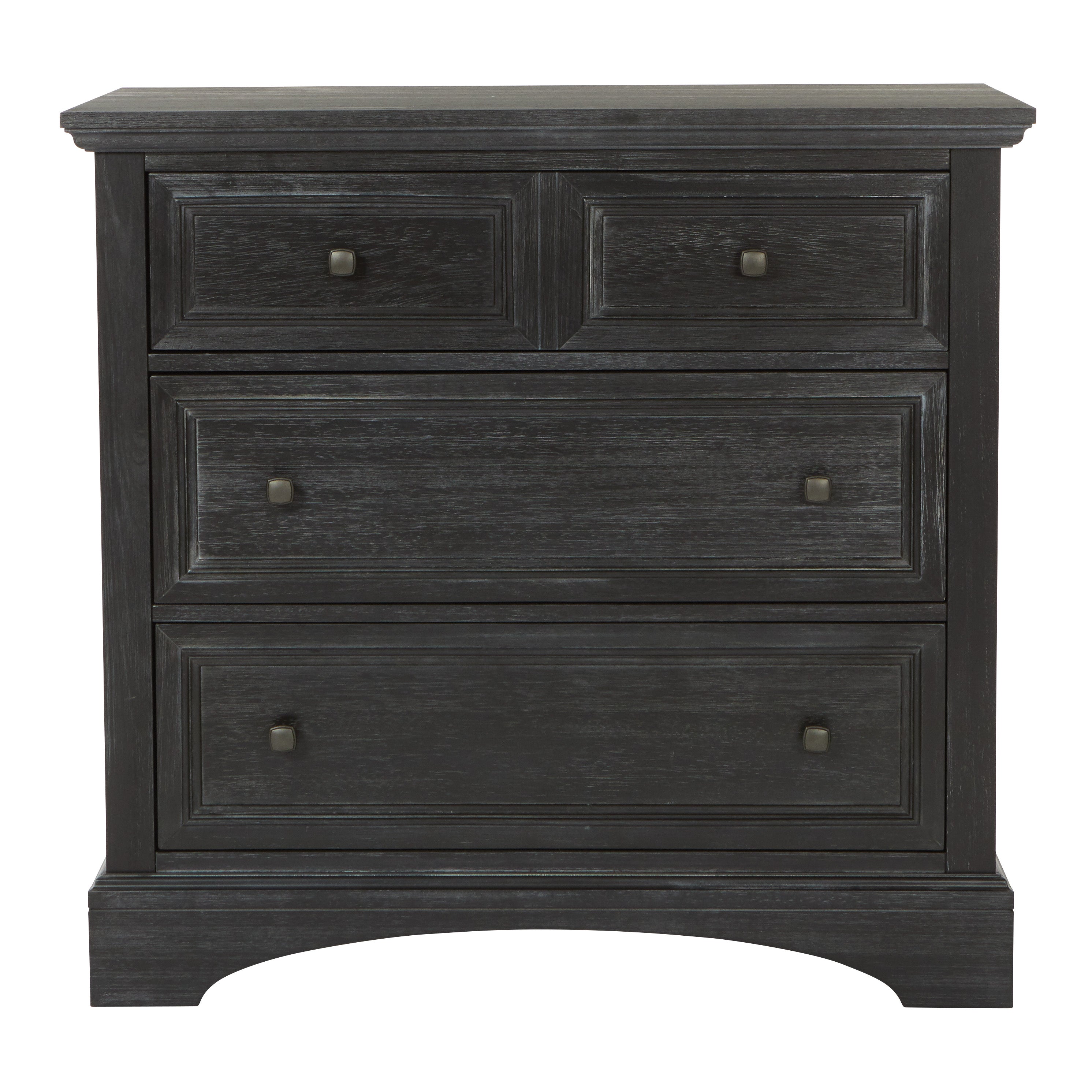 OSP Home Furnishings Farmhouse Basics 3 Drawer Chest in Rustic Black