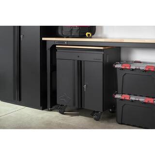 Husky Ready-to-Assemble 24-Gauge Steel 1-Drawer 2-Door Garage Base Cabinet in Black (28 in. W x 33 in. H x 18 in. D) G2801B-US