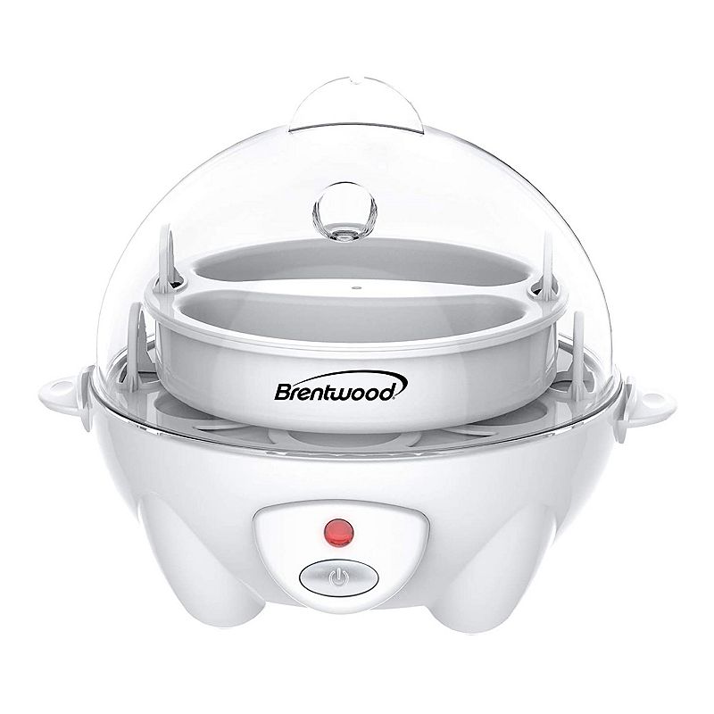 Brentwood TS-1045W Electric Boiled Egg Cooker for 7 Eggs with Omelet Tray， White