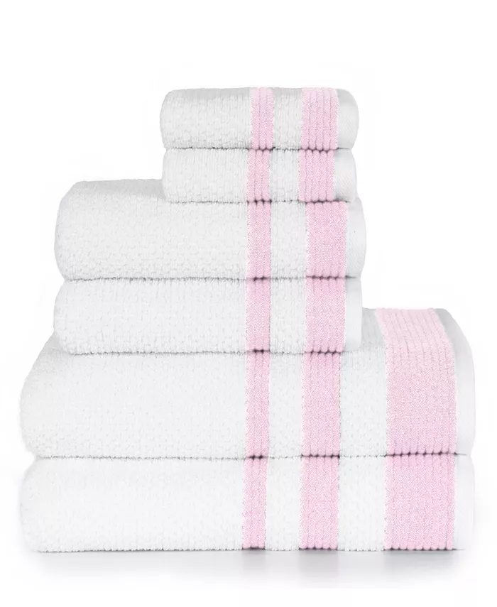 American Dawn Sapphire Resort Caycee Textured Vintage Border Ensemble 6 Piece Towel Set